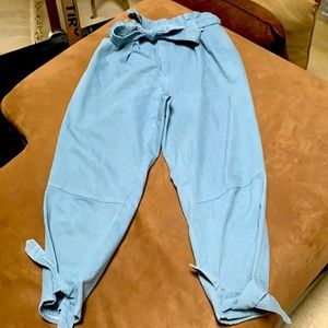 Light denim tie pants size Large